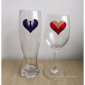 Mr Beard Mrs Lip beer glass and wine glass,Wedding couple glasses.